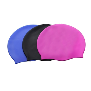 SWIM CAP DOTED SILICON WHT,BLK,PNK, SKY BLUE